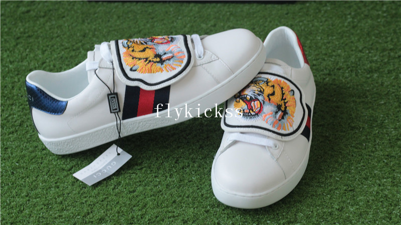 GC Ace Embroidered Sneaker White Tiger Pattern